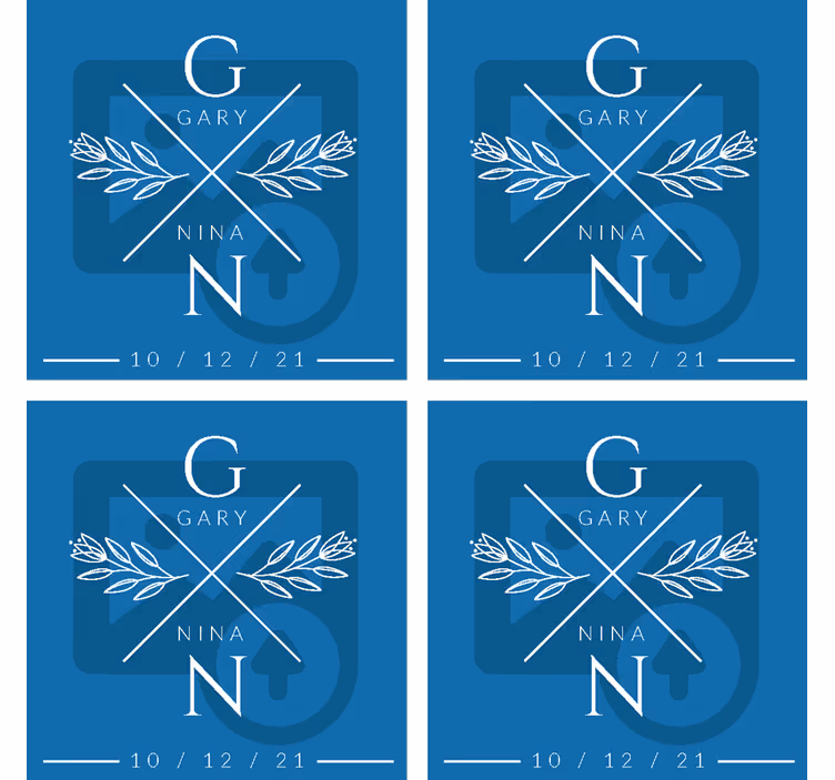 Glasunderlägg bröllop med personliga initialer - Tenstickers
