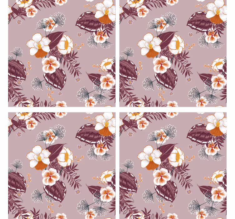 Glasunderlägg med blommönstrad yta - Tenstickers