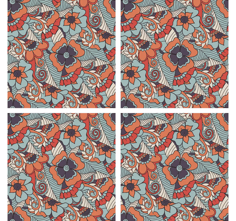 Paisleytryck blommig glasunderlägg - Tenstickers