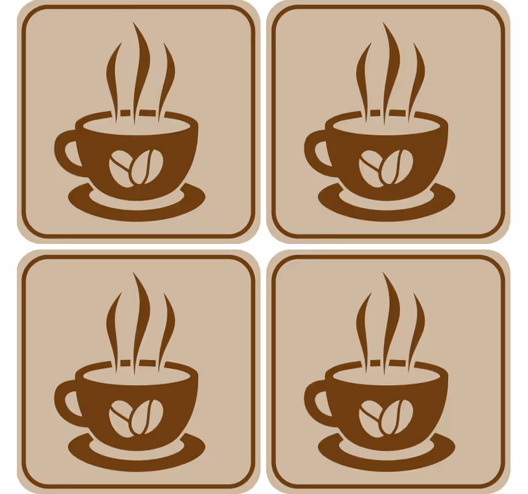 Kaffekopp med bönor vintage glasunderlägg - Tenstickers