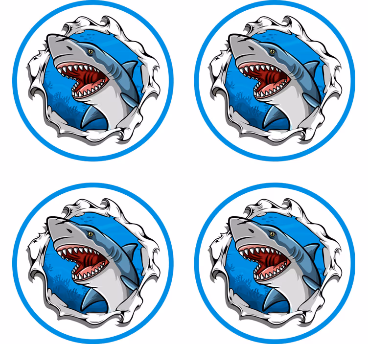 Glasunderlägg nördar arg haj illustration - Tenstickers