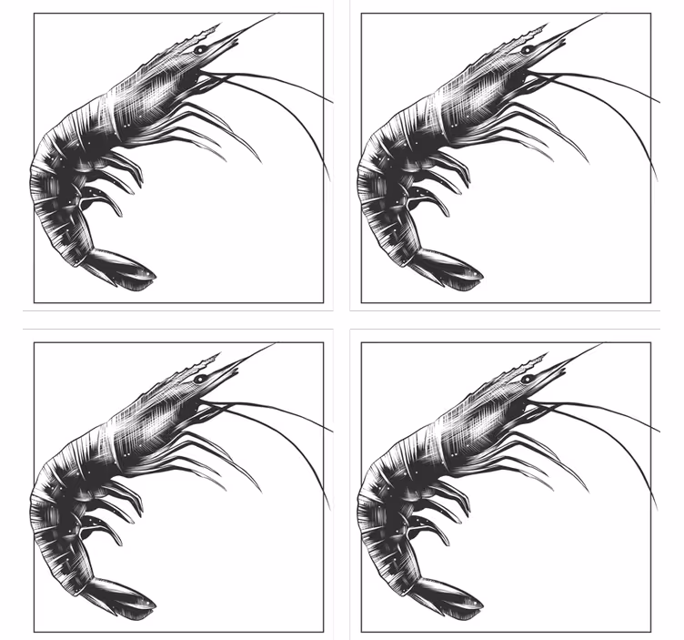 Glasunderlägg modernt stiliserad räka illustration - Tenstickers