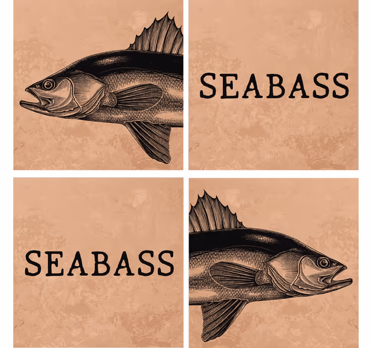 Stor realistisk handritad seabass fiskbana - Tenstickers