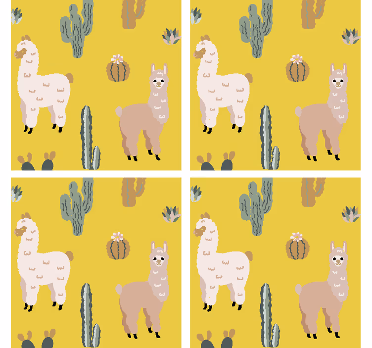 Alpaca och kaktus modern glasunderlägg - Tenstickers
