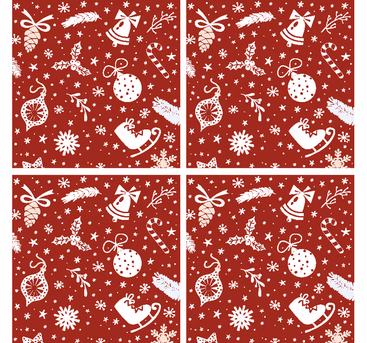 Röd jul mönster drink glasunderlägg - Tenstickers