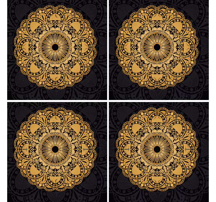 Guld mandala drink glasunderlägg - Tenstickers