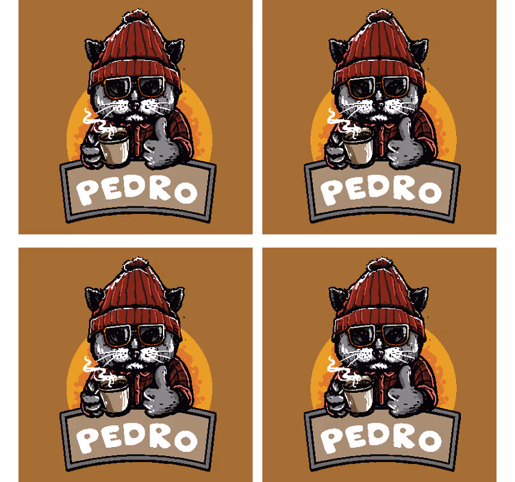 Retro katt med personifierade glasunderlägg - Tenstickers