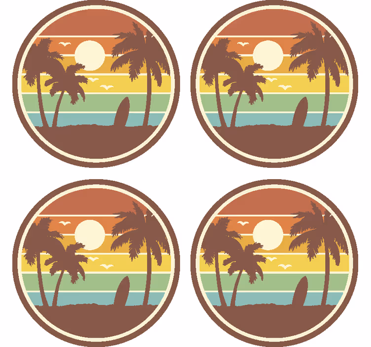Retro surf landskap dryck glasunderlägg - Tenstickers