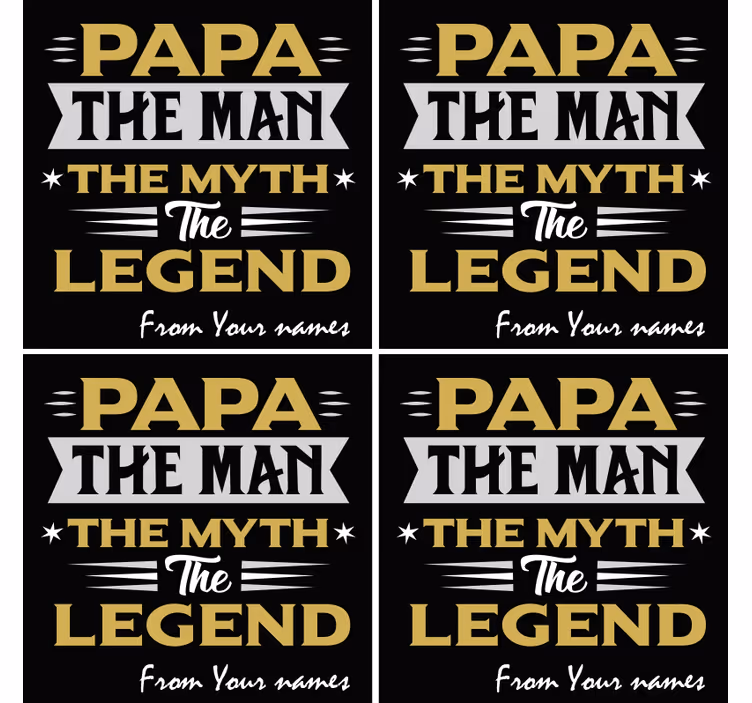 Pappa coola anpassningsbara textglasunderlägg - Tenstickers