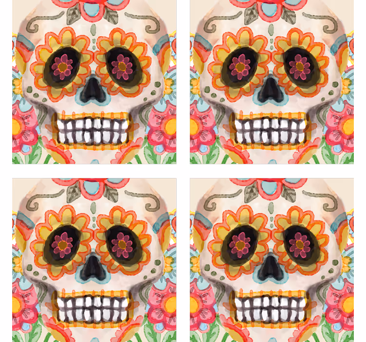 Glasunderlägg halloween färgglad sockerskalle - Tenstickers