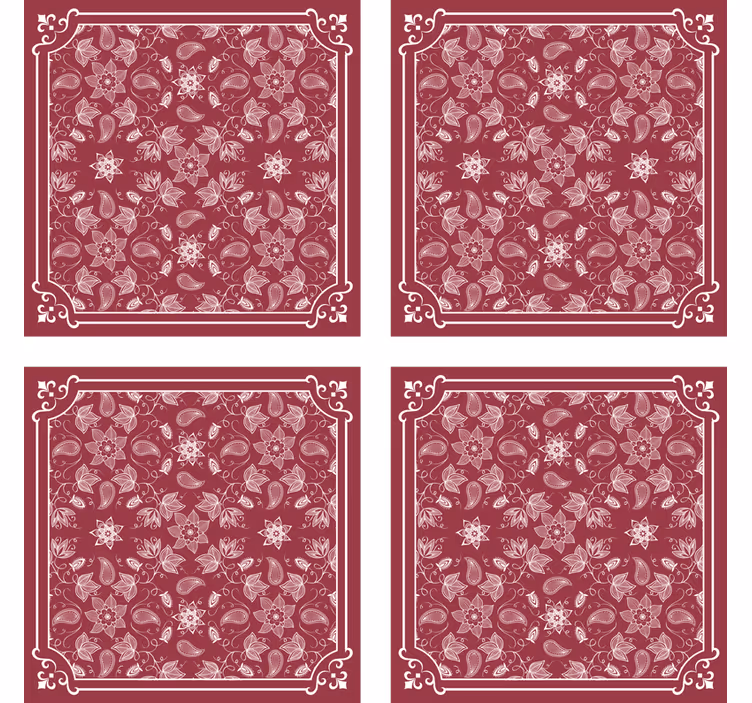 Glasunderlägg vintage blommönsterplatta - Tenstickers