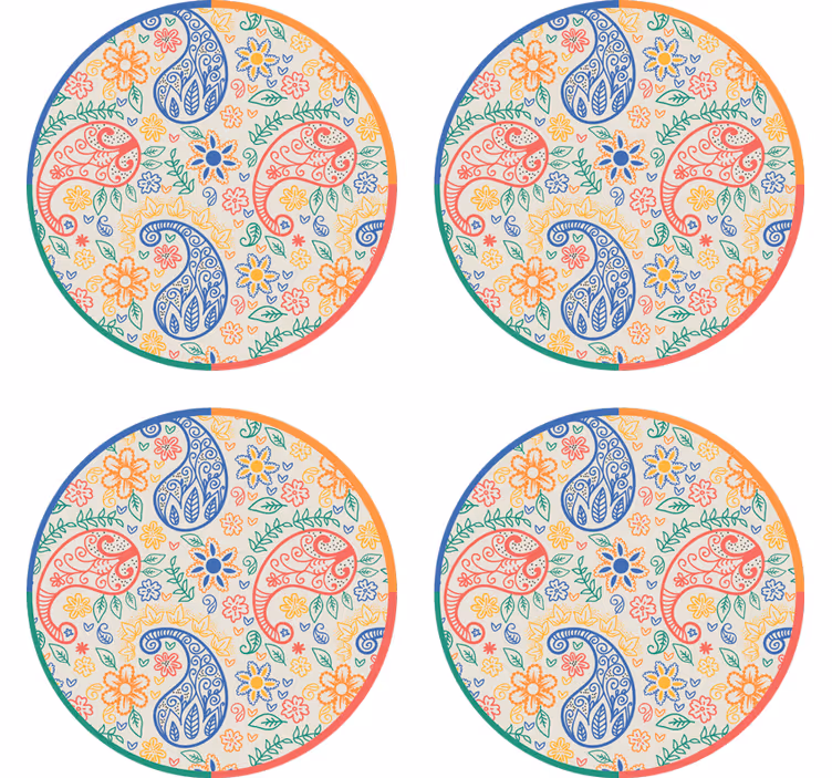 Glasunderlägg nördar färgglada blommönster - Tenstickers