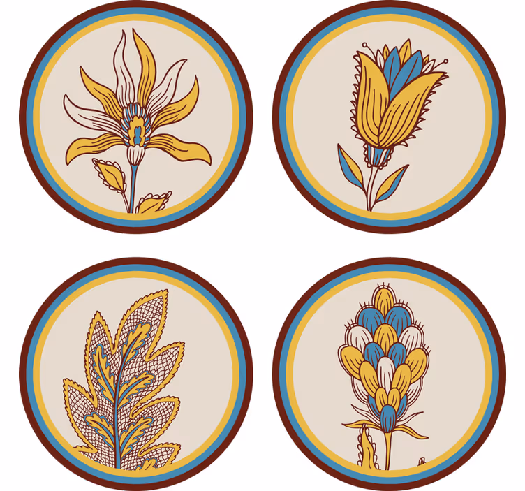 Glasunderlägg med blommotiv set - Tenstickers