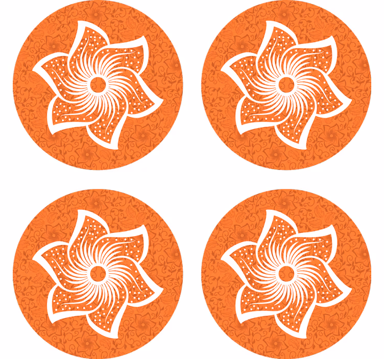 Glasunderlägg öl stiliga orange flora - Tenstickers