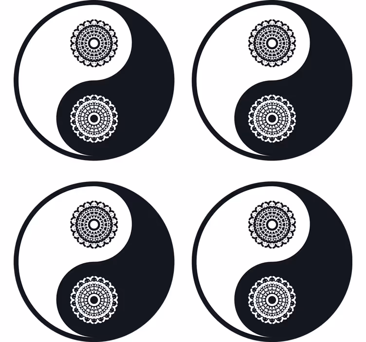 Ying yang paisley glasunderlägg - Tenstickers