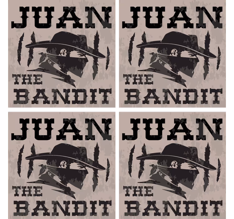 Glasunderlägg vintage juan bandit silhuett - Tenstickers