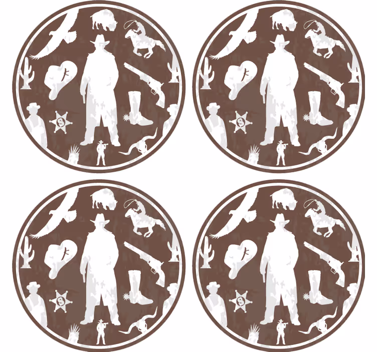 Cowboy och hästar mönster drink glasunderlägg - Tenstickers
