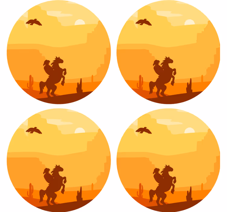 Glasunderlägg vintage solnedgång ökenmotiv - Tenstickers