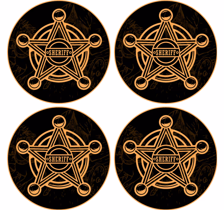 Glasunderlägg öl sheriffstjärna emblem - Tenstickers