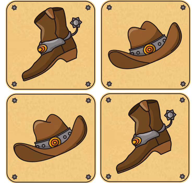 Cowboyhatt och stövlar glasunderlägg nördar - Tenstickers