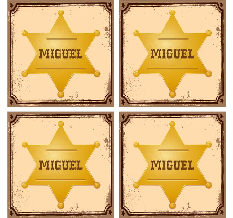 Sheriff märke med namn personliga glasunderlägg - Tenstickers