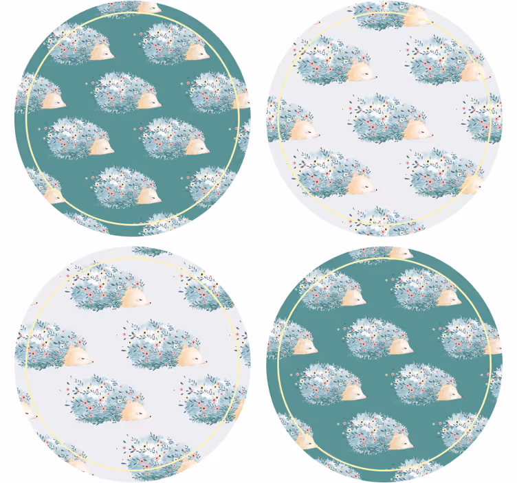 Glasunderlägg modernt igelkottar i blommor - Tenstickers