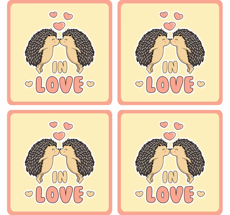 Glasunderlägg modernt igelkottar kyssande hjärta - Tenstickers