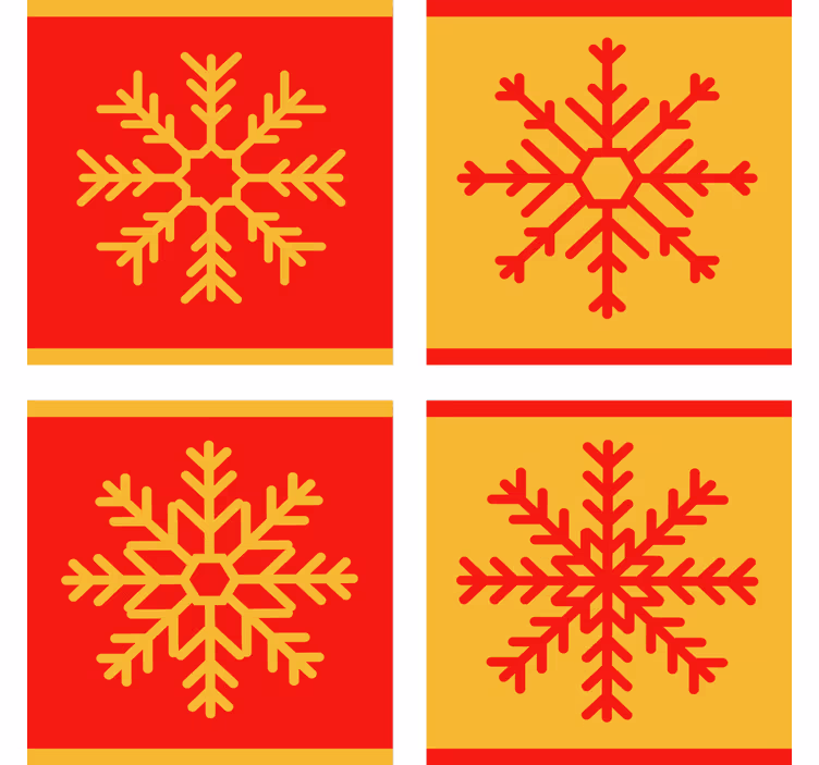 Julunderlägg röd gul snöflingemönster - Tenstickers