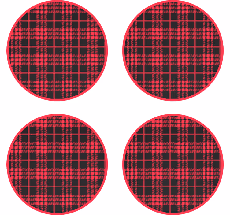 Jul tartan mönster dricka glasunderlägg - Tenstickers