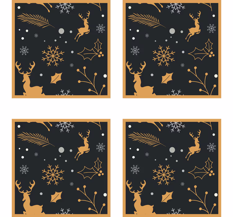 Julunderlägg guldrenar och snöflingor - Tenstickers