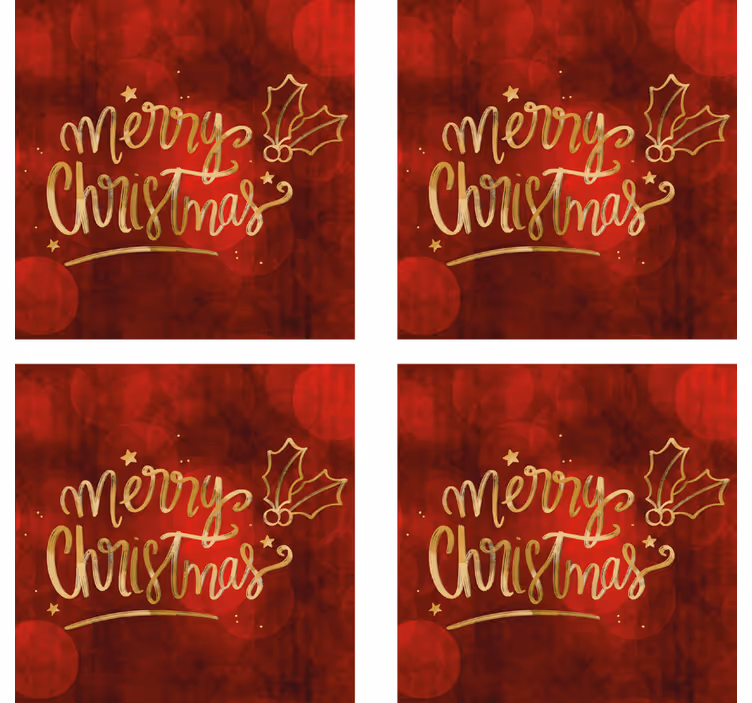 God jul i röd drink glasunderlägg - Tenstickers