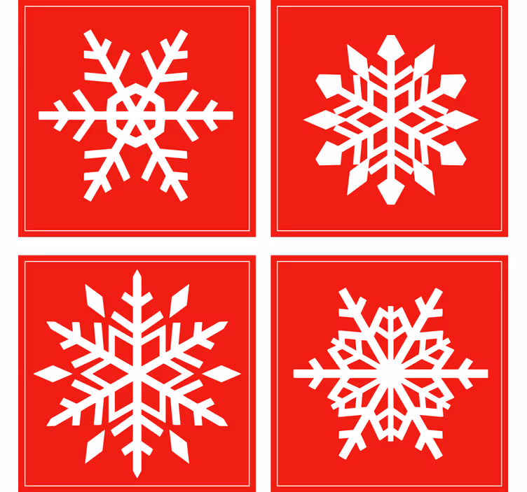 Röda snöflingor dricker glasunderlägg - Tenstickers
