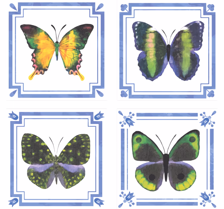 Färgglada fjärils element glasunderlägg - Tenstickers