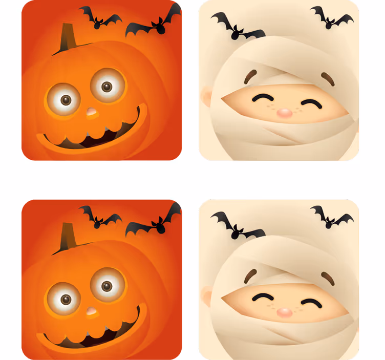 Söta barn halloween glasunderlägg - Tenstickers
