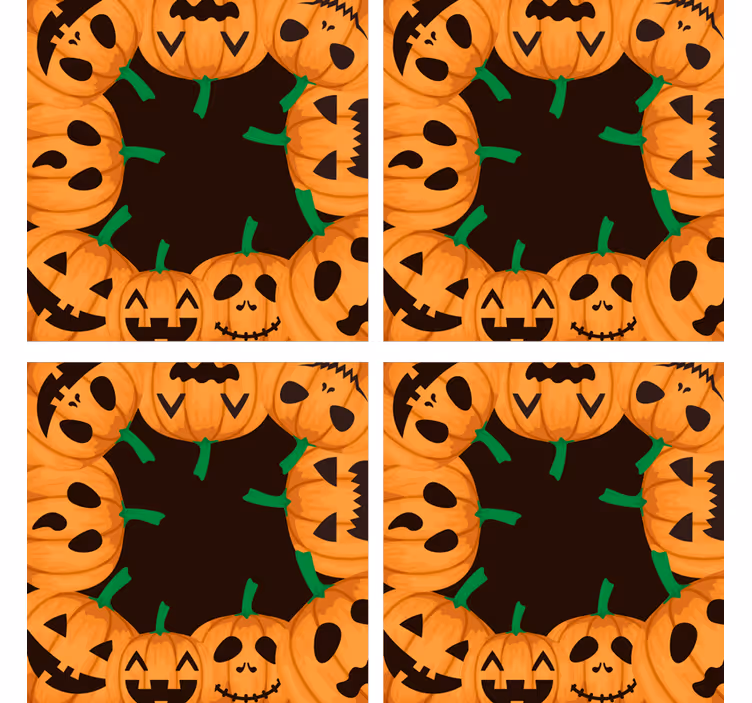 Glasunderlägg halloween leende pumpafaces - Tenstickers