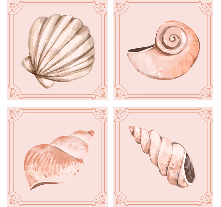 Glasunderlägg vintage stiliga snäckillustrationer - Tenstickers