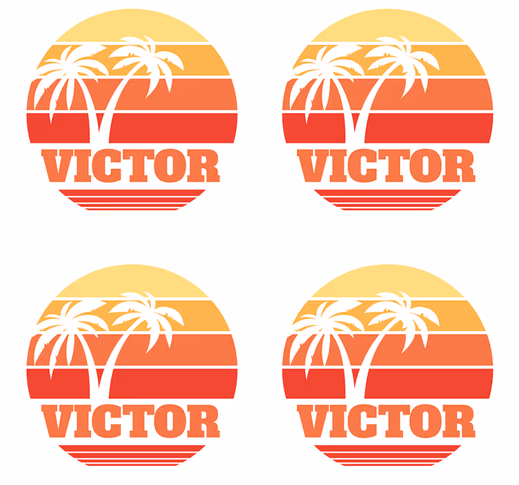 Retro solnedgång med ditt namn 70-talsunderlägg - Tenstickers
