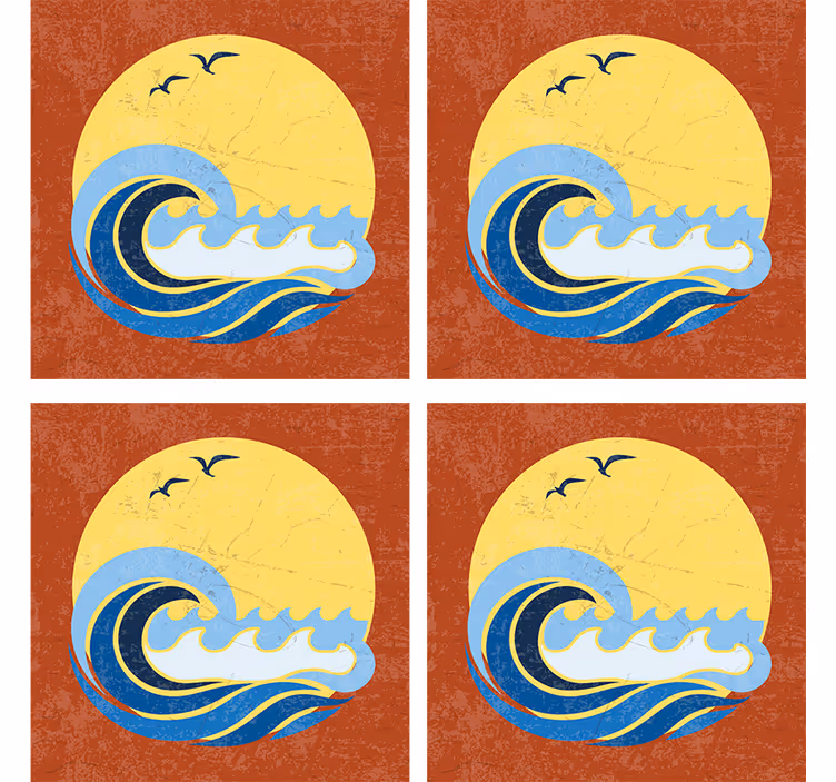 Glasunderlägg nördar sunsetvågor design - Tenstickers