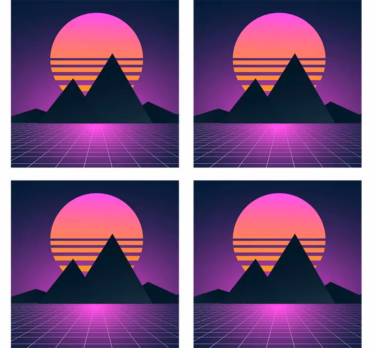Glasunderlägg modernt geometrisk bergsolnedgång - Tenstickers