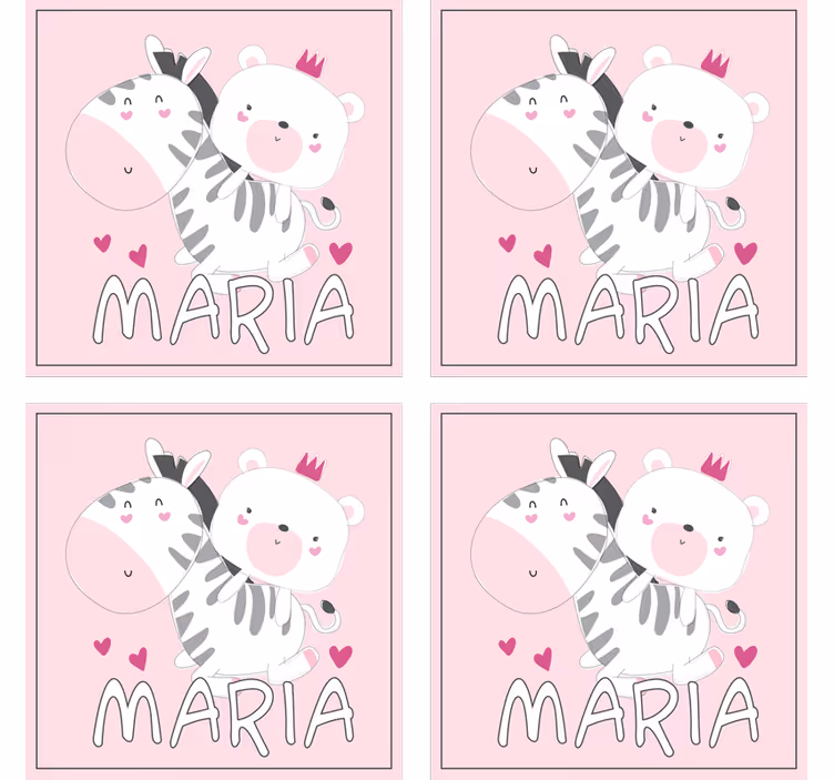 Anpassningsbar glasunderlägg söt zebra björn duo - Tenstickers