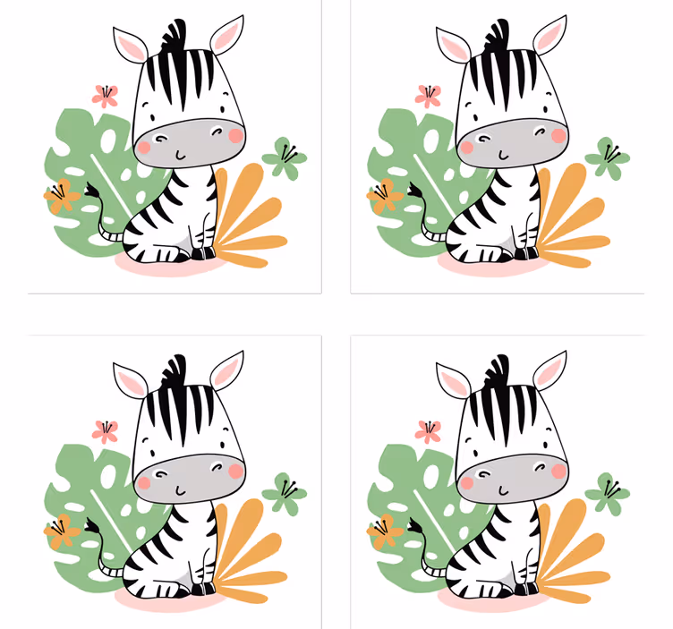 Söt zebra karaktär glasunderlägg nördar - Tenstickers