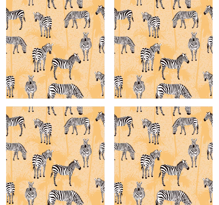Gul zebra och palmer glasunderlägg - Tenstickers