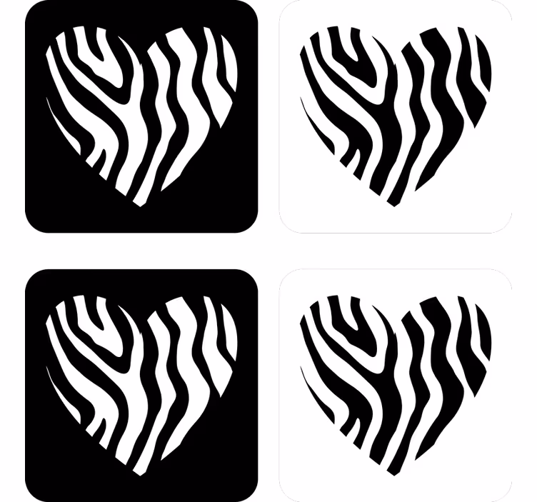Zebra tryck hjärtan glasunderlägg - Tenstickers