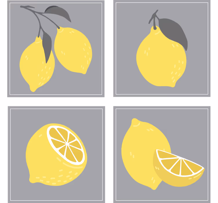 Glasunderlägg citronillustrationer set - Tenstickers