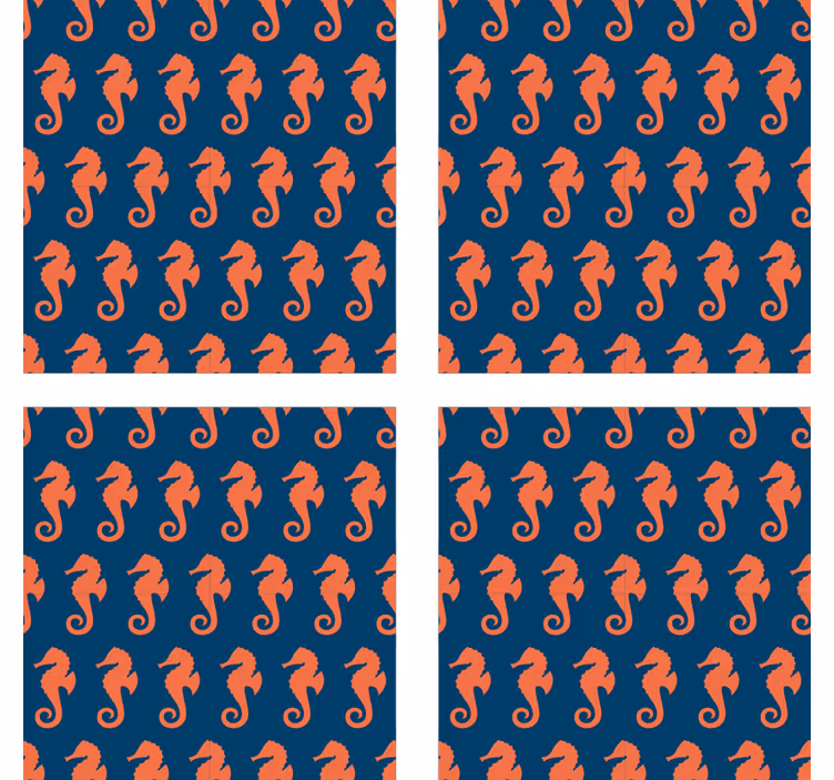 Glasunderlägg nördar med sjöhästs mönster - Tenstickers