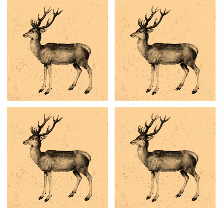 Glasunderlägg öl vintage hjortillustration - Tenstickers