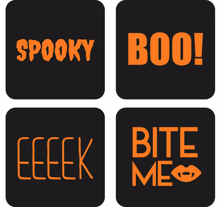 Glasunderlägg halloween text grafik - Tenstickers