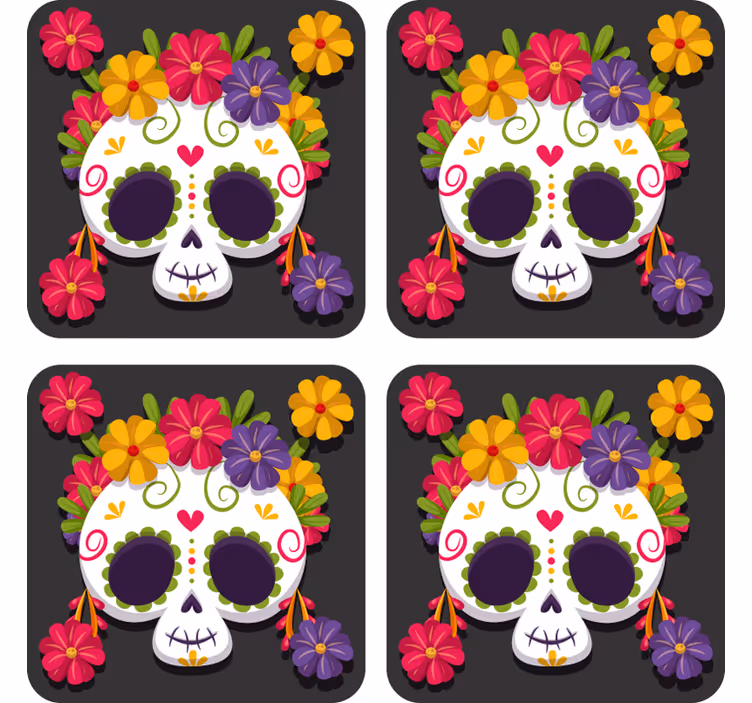 Dag av den döda blomman glasunderlägg halloween - Tenstickers