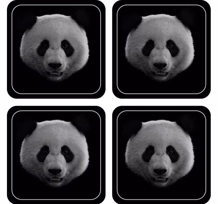 Panda b & w face glasunderlägg modern glasunderlägg - Tenstickers