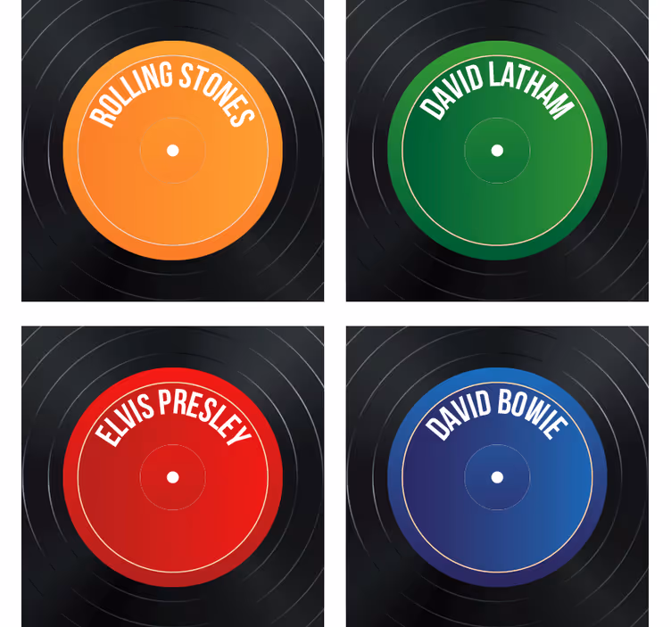 Glasunderlägg nördar vinylskivsetiketter - Tenstickers